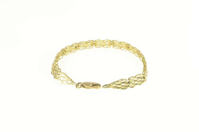 10K Yellow Gold Diamond Cut Lattice Filigree Squared Chain Bracelet