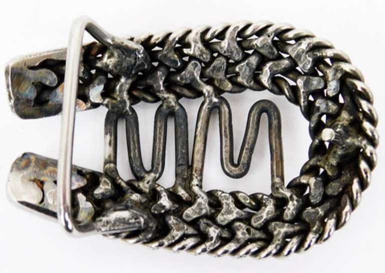 Vintage Hand Wrought Steel Horseshoe Belt Buckle