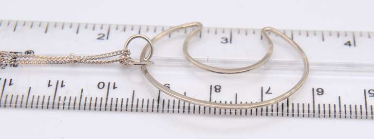 925 Sterling Silver Half Moon Pendant on Beaded Chain Necklace