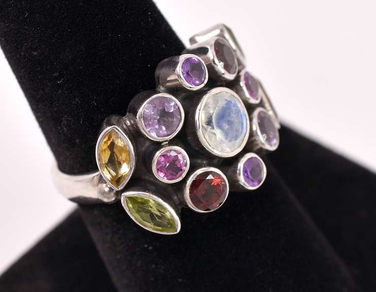 Sterling Silver Ring With Simulated Stones