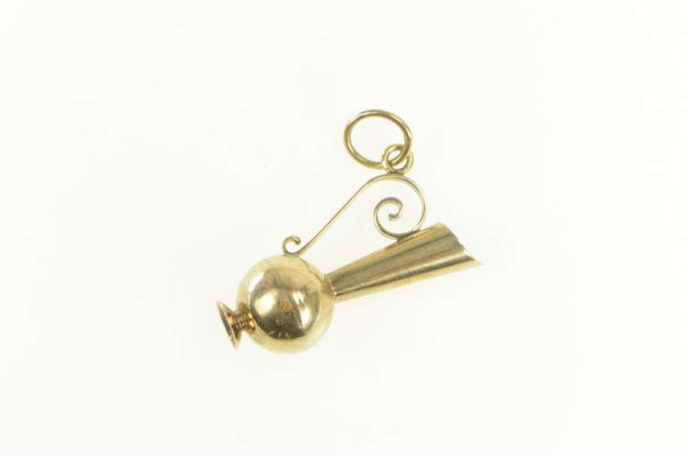 14K Yellow Gold 3D Ornate Jug Pitcher Filigree Handle Charm/Pendant