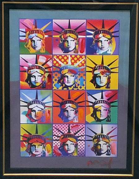Extremely Rare and large original painting by Peter Max. "Liberty and Justice for all"