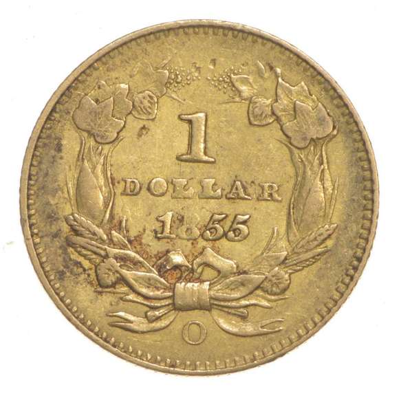 1855-O $1.00 Indian Princess Head Gold