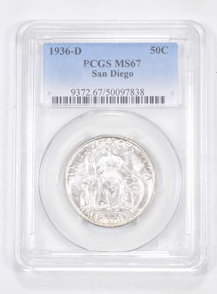 MS67 1936-D San Diego Commemorative Half Dollar - Graded PCGS