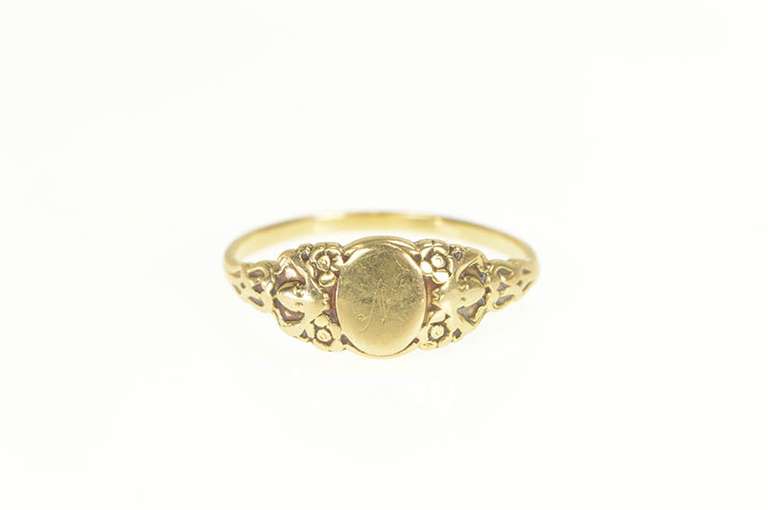 14K Yellow Gold Victorian Oval Monogram Name Initial Ring