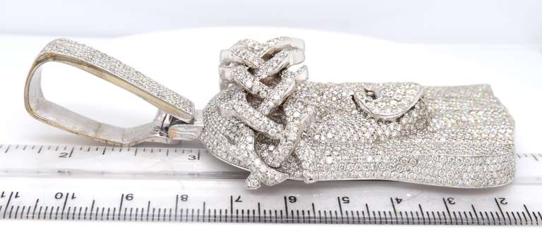 Unconventional White Gold apx 19ctw Micro Pave Diamond Jesus Head Pendant