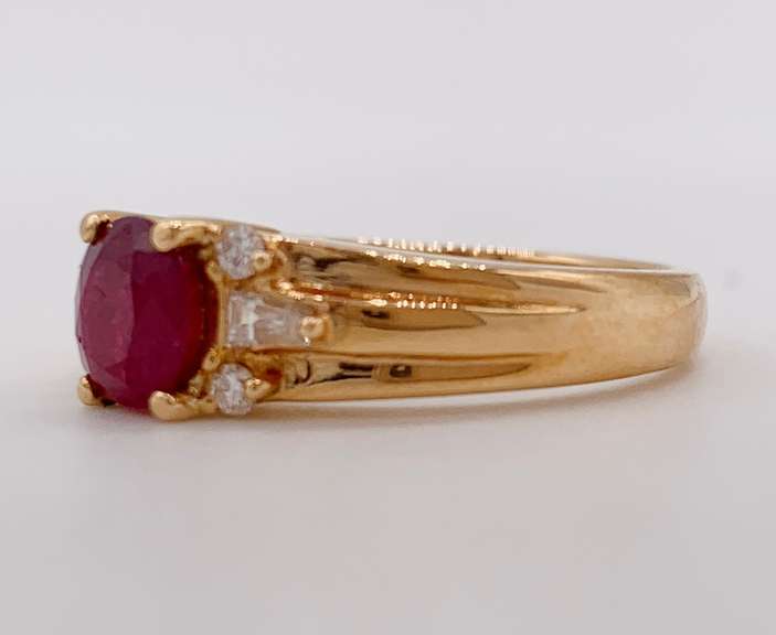 18kt Solid Yellow Gold, Ruby, and Diamond Ring