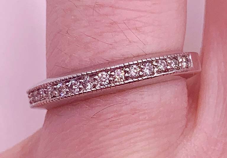 14kt Solid White Gold Diamond Band