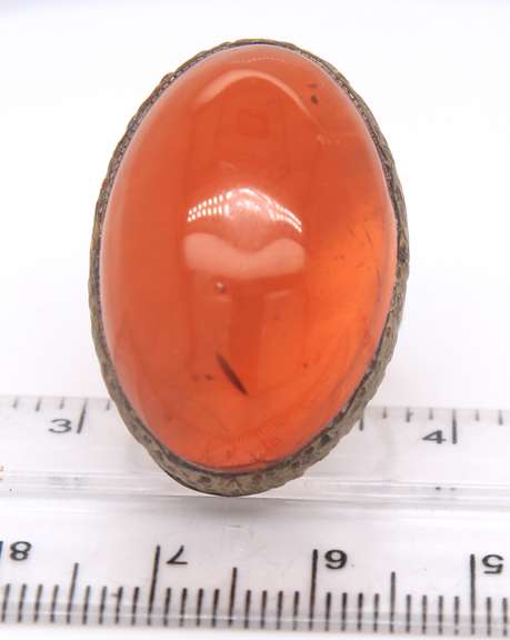 Vintage 925 Sterling Silver Amber Ring