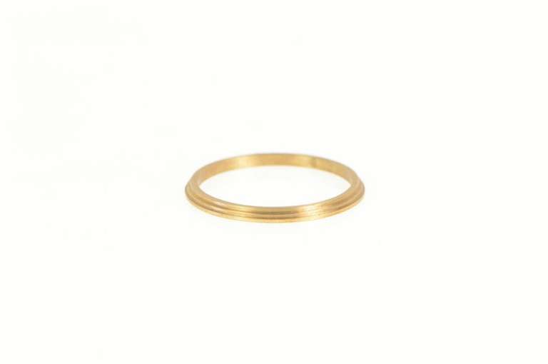 14K Yellow Gold 1.3mm Grooved Vintage NOS 1950's Band Ring
