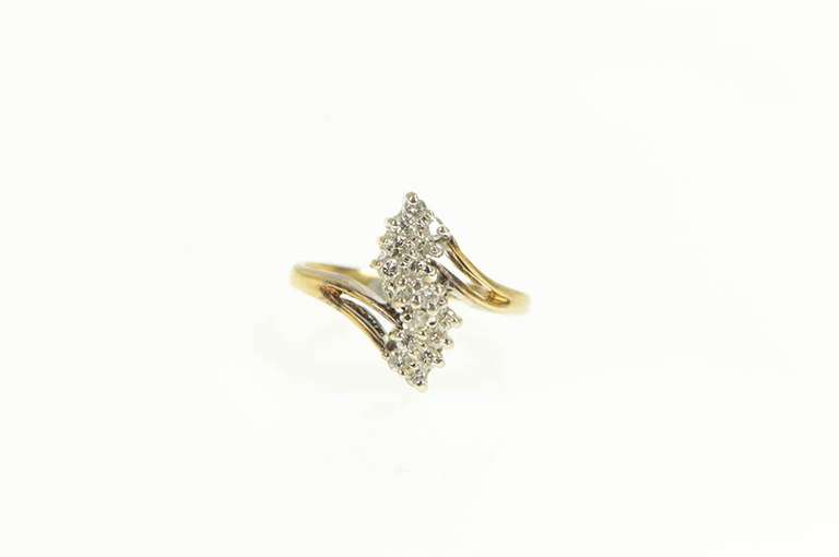 10K Yellow Gold Diamond Cluster Zig Zag Statement Ring