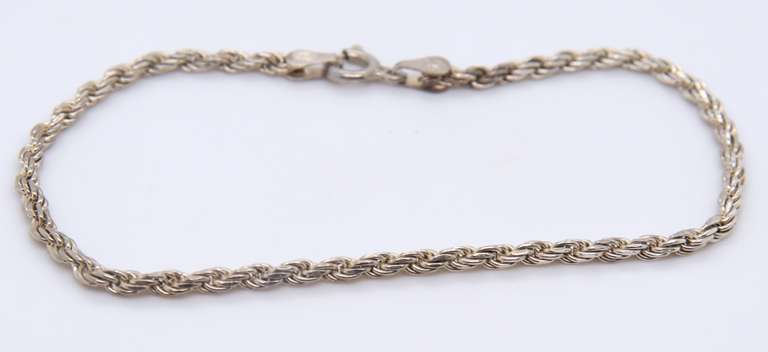 Set of Vintage Italian 925 Sterling Silver Rope Chain Necklace and Matching Bracelet