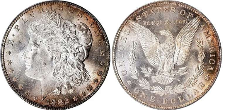 Superb BU 1882P Morgan Silver Dollar Nice Toning!