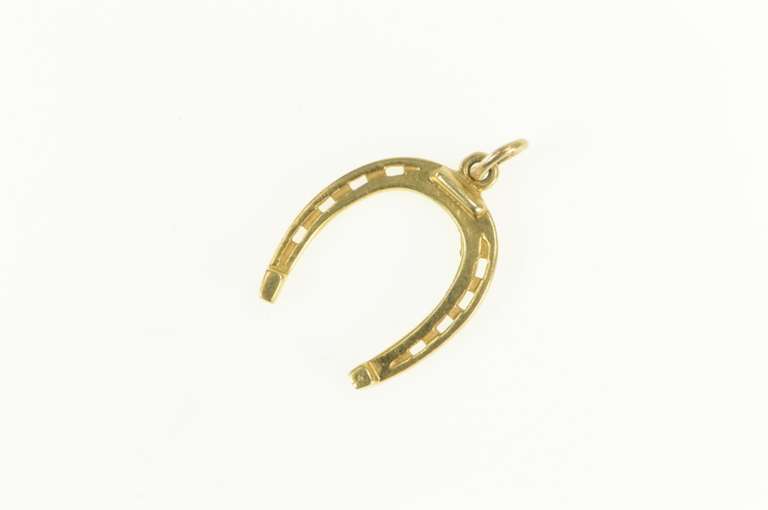 14K Yellow Gold 3D Horse Shoe Good Luck Lucky Charm/Pendant