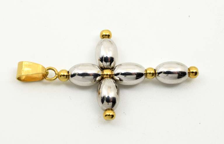 Stylish White & Yellow 18k Cross