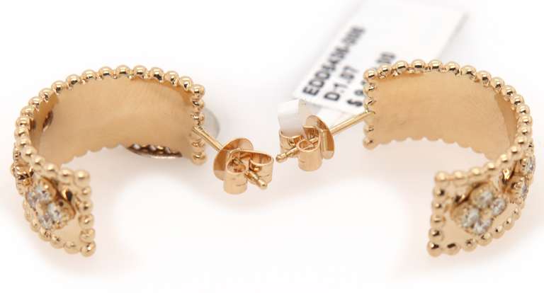 New 1.07ctw Diamond Clover Half Hoop Earrings in 14K