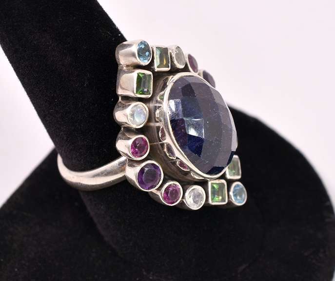 Multi-gem Sterling Silver Ring
