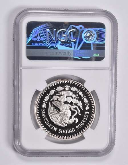 PF69 UCAM 1990 Mo Mexico 1 Silver Onza NGC Libertad
