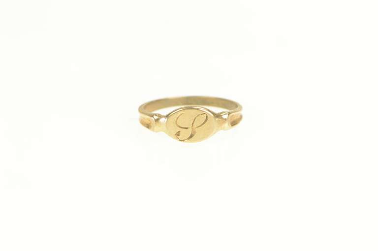 10K Yellow Gold S Cursive Monogram Name Letter Initial Baby Ring