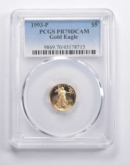 PR70 DCAM 1993-P $5 American Gold Eagle 1/10 Oz. .999 Fine Gold PCGS