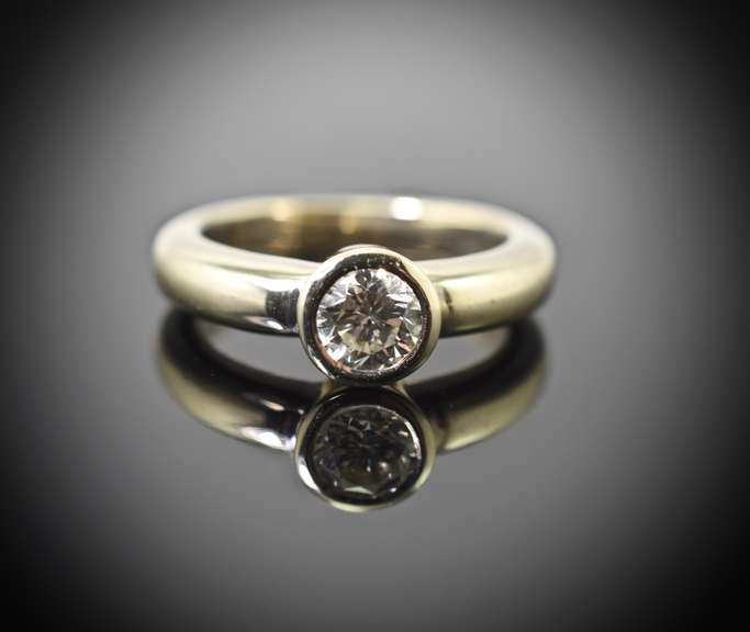 Contemporary 14K White Gold Bezel-Set 1/2 Ct. Solitaire Diamond