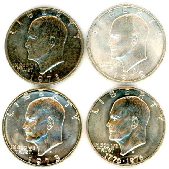 4 S-Mint Eisenhower Dollars 1971-1976