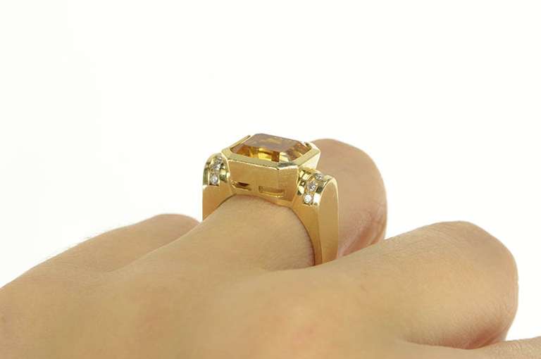 14K Yellow Gold 4.04 Ctw Golden Citrine Diamond Accent Ring
