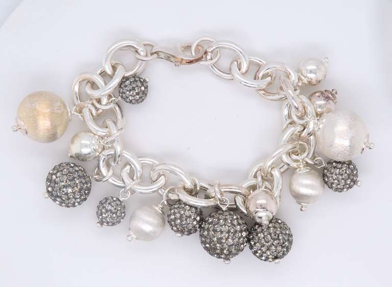 925 Sterling Silver Ball Charms Bracelet