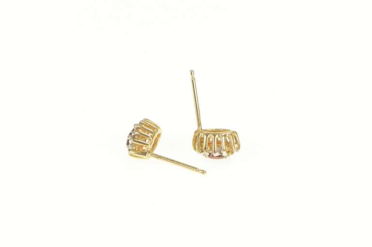 14K Yellow Gold Marquise Ruby Diamond Halo Stud Earrings