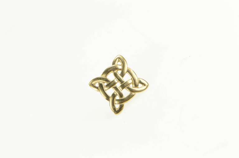 9K Yellow Gold Square Celtic Knot Trad. Irish Single Stud Earring