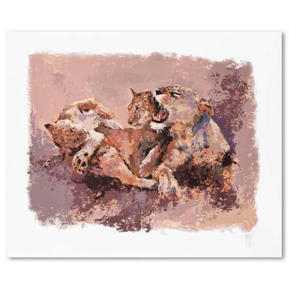Lioness & Her Cubs by Mark King (1931-2014)
