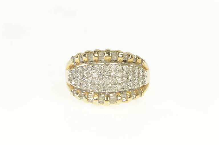 10K Yellow Gold 0.65 Ctw Diamond Encrusted Graduated Band Ring