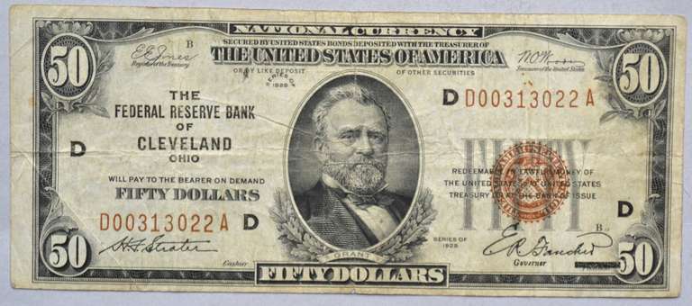 $50 Cleveland National Series of 1929 Note
