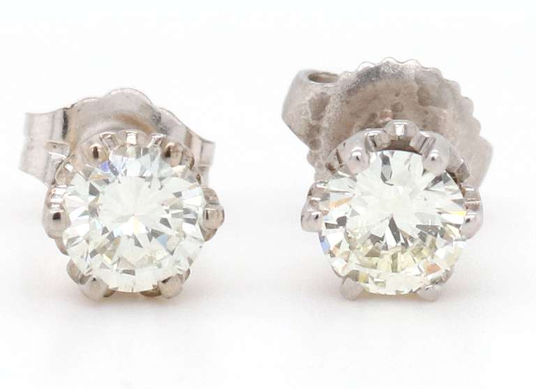 0.80ctw Round Diamond Solitaire Stud Earrings in 14K