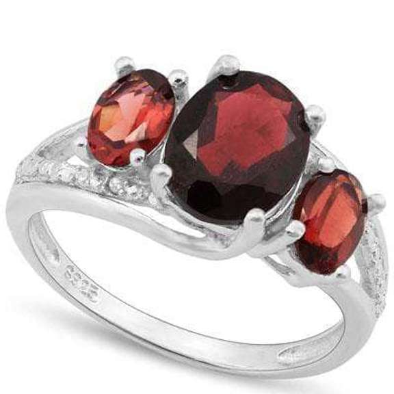 3.51CT GARNET SILVER RING