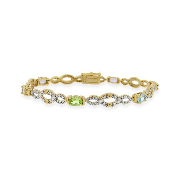 Multi Gemstone & Diamond Accent Infinity Bracelet
