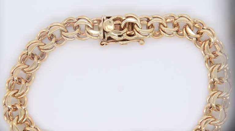 Incredible Yellow Gold Double Link Charm Bracelet