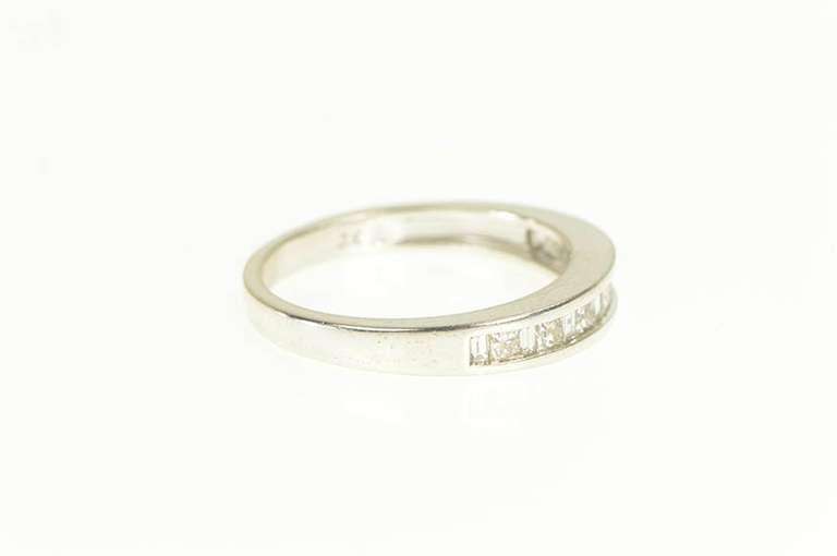 14K White Gold 0.58 Ctw Princess Baguette Diamond Band Ring