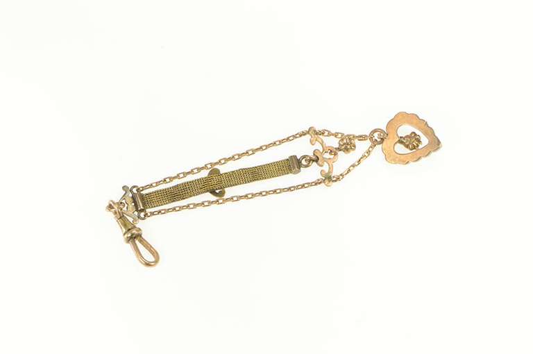 Victorian Ornate Heart Design Chain Watch Fob