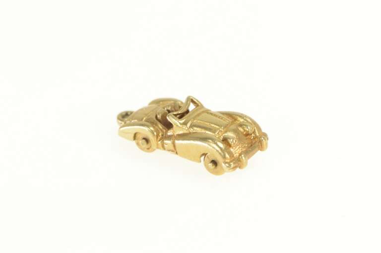 14K Yellow Gold 1960's 3D Articulated Car Convertible Charm/Pendant