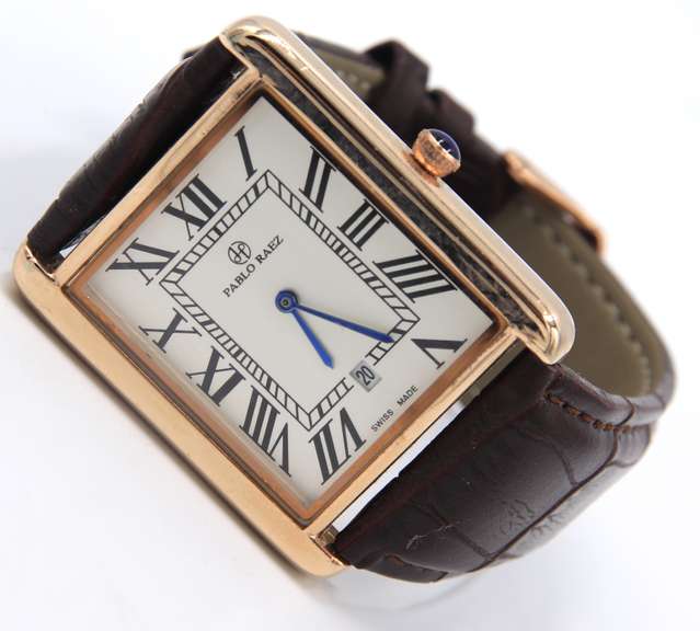 Pablo Raez Stainless Steel Watch with Leather Strap