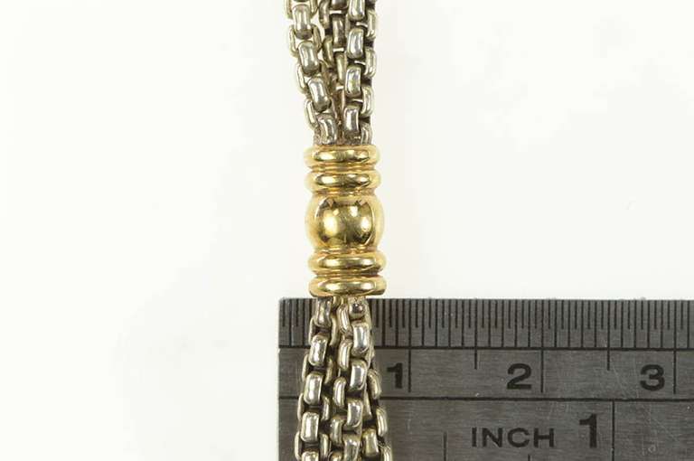 Sterling Silver Layered Box Link 14k Accent Chain Necklace