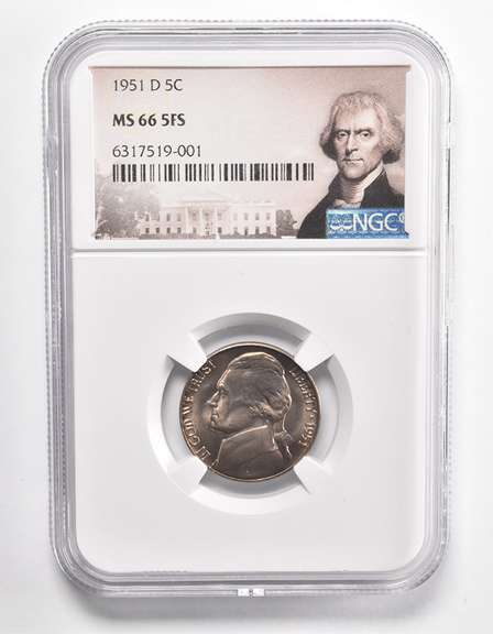 MS66 5FS 1951-D Jefferson Nickel - Graded NGC