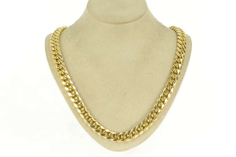10K Yellow Gold 11.2mm Curb Chain Thick Heavy Link Necklace
