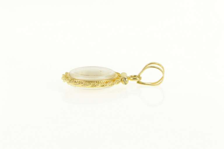 14K Yellow Gold Rope Trim Gold Nugget Raw Pebble Capsule Pendant