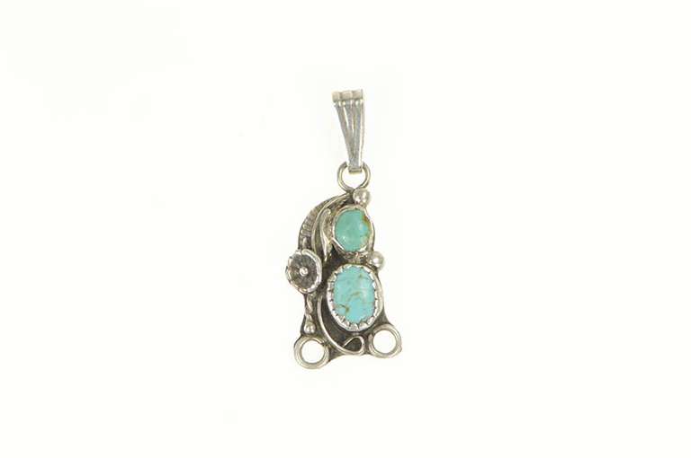 Sterling Silver Native American Sharon Cisco Navajo Turquoise Pendant