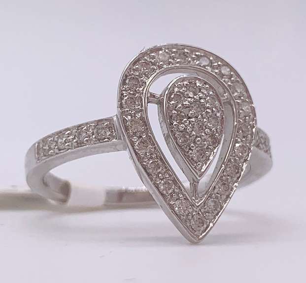 14kt Solid White Gold & Diamond Ring