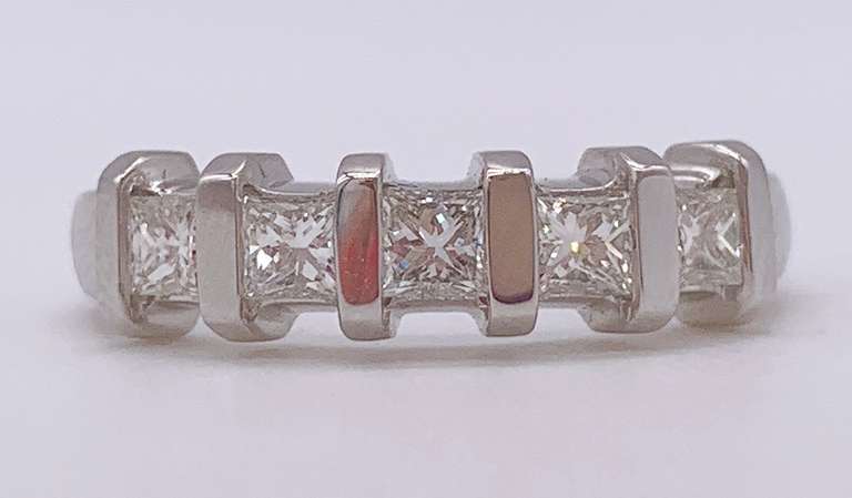 14kt Solid White Gold & Diamond Band