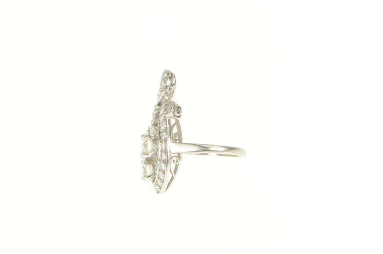 Platinum Art Deco 2.25 Ctw Diamond Freeform Statement Ring