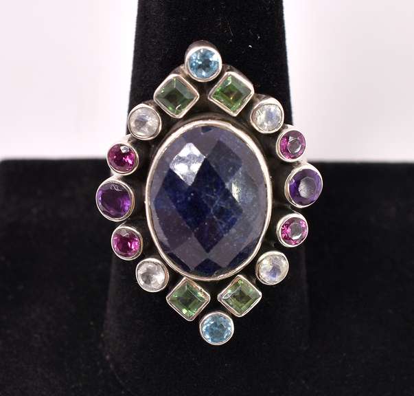 Multi-gem Sterling Silver Ring
